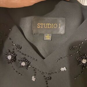 Black Embellished Flutter Sleeve Blouse